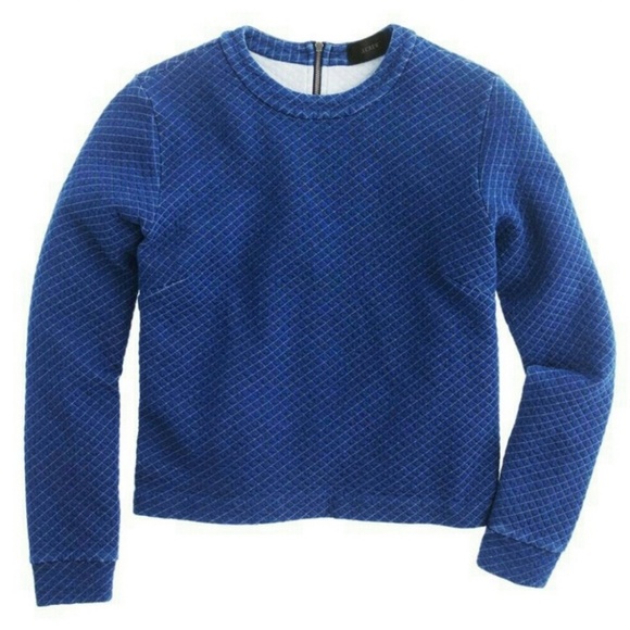 J. CREW Quilted Navy Crop Sweatshirt - Picture 3 of 8